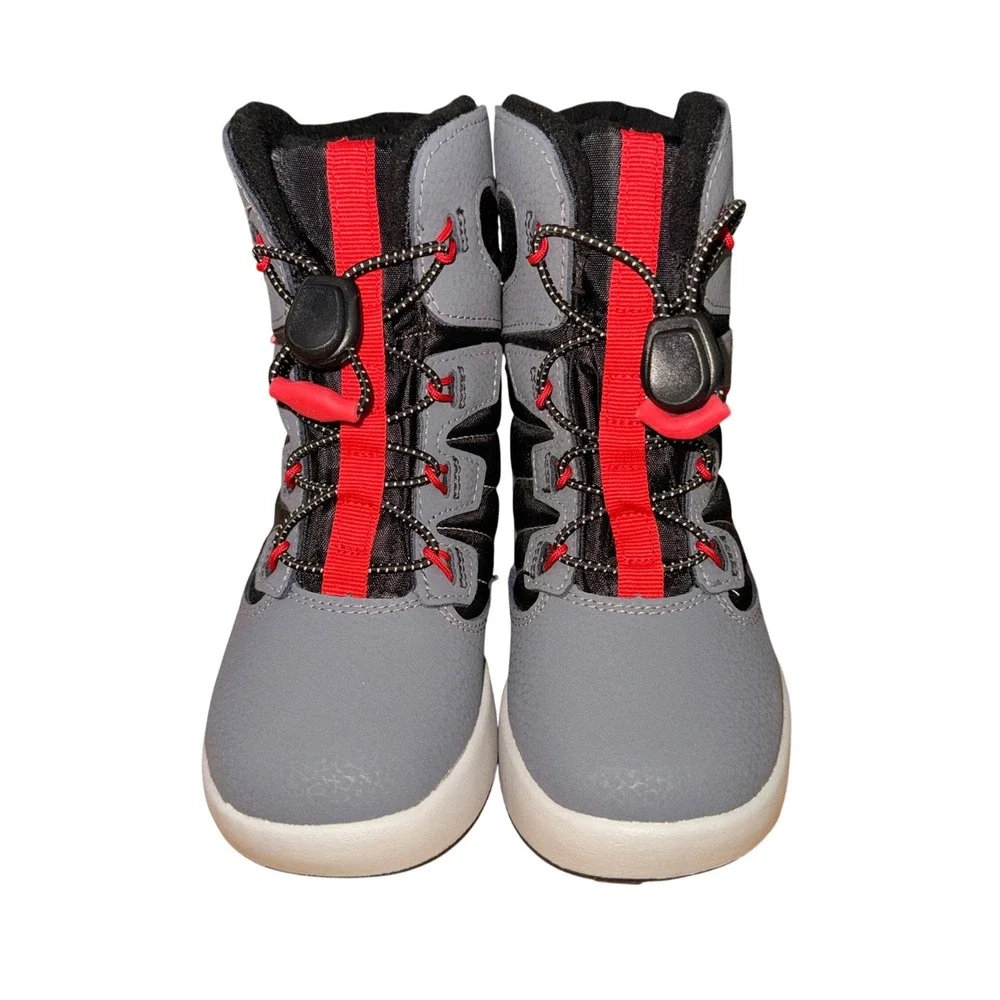 NEW Merrell Snow Bank 4.0 Big Kids 12M Snow Boot Grey Red Waterproof MK267145